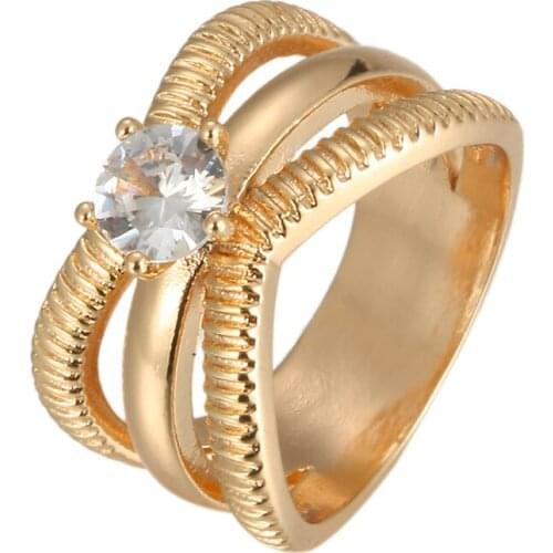 Women Rings Irregular Gold Ring With White Zircon Fashion Glamour Banquet Engagement Rings Give Girlfriend A Birthday Gift