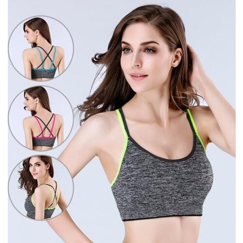 Casual Active Bra Women Push Up Wear Tops Shockproof Women Gym Brassiere Active Bra Cross Crop Top Female Bra Plus Size