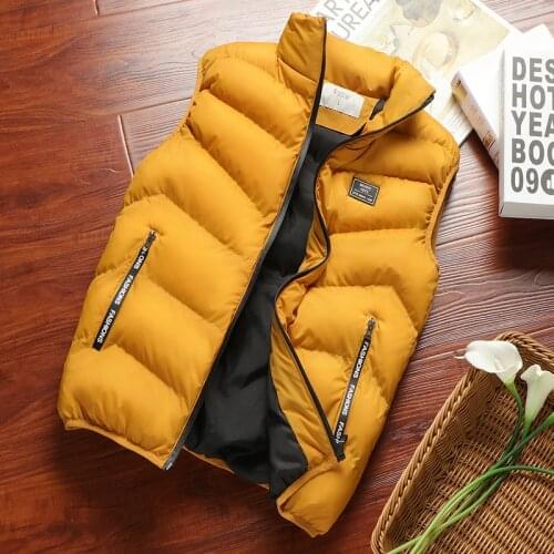 Vest Jacket Men 2020 New Puffer Sleeveless Coats Mens Solid Color Down Jacket Winter Warm Waistcoat Outwear Windbreaker Clothing