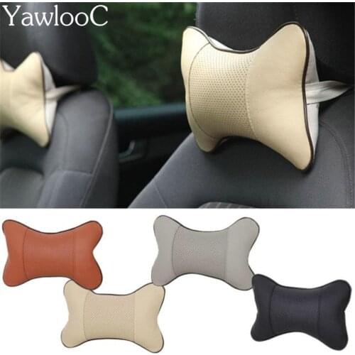 1 Pcs Car Pillow Leather Neck Headrest Super Soft Memory Foam Auto Seat Cover Head Neck Rest Cushion Hole-digging Car Headrest