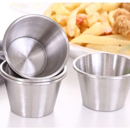 1 Pc 50ml Sauce Cup Stainless Steel Appetizer Dipping Bowl Plates Condiment Sauce Cups Tomato Sauce Container For Bar Home Party