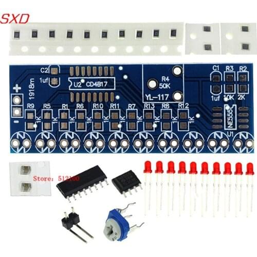 10pcs NE555 CD4017 Running LED Flow Light Production Suite Control Board Module Capacitor Oscillator Clock Siganal DIY Kit