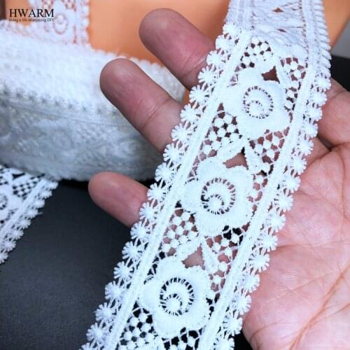 10yard 4.3cm Wedding Decoration Embroidery Arts Craft Sewing Trim African Lace Fabric Ribbon DIY Skirt Hat Clothing Accessories