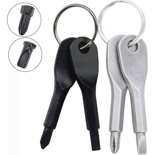 2 PCS Mini Screwdriver Keychain Multifunctional Pocket Mini Tool Screwdriver Set with Key Ring Portable Outdoor Device Tools