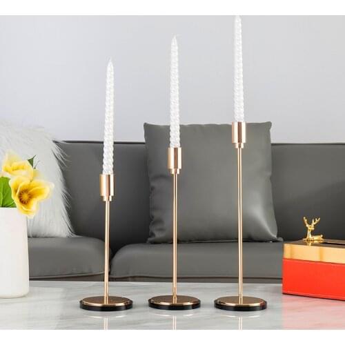 3 Pcs/ Set European Metal Candle Holder Simple Golden Wedding Decoration Bar Party Living Room Decoration Home Decoration