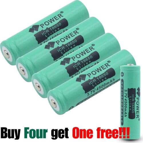 4Pcs 4500mAh 3.7V Li-ion Battery 18650 Li-ion Rechargeable Battery for LED Flashlight Electronic Gadget Light Dropshipping