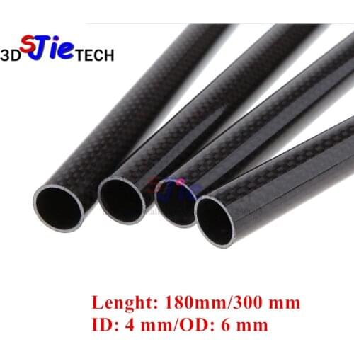 6pcs Reprap Delta Kossel 180/300mm 3K Carbon tube ID 4mm OD 6mm carbon rods kit/set Carbon Rods Kit (XL) for 3D printer parts