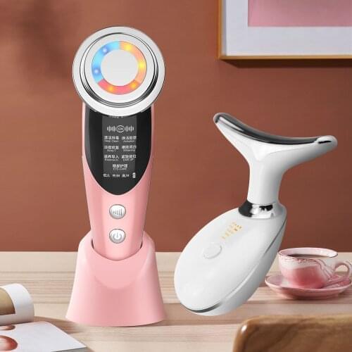7 in 1 RF&EMS Mesotherapy Electroporation Lifting Beauty LED Photon Face Skin +3 Colors Led Photon Therapy Facial Neck Massager