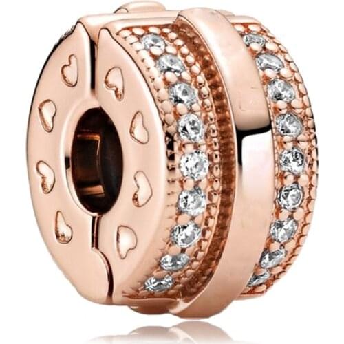 925 sterling silver jewelry safety clasp charm rose gold bead fit original pandora bracelet silver pendant gift making for women