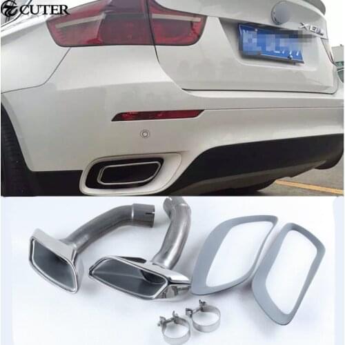 X6 E71 car styling Stainless Steel Muffler Exhaust Pipe End Tips Exhaust tail throat For BMW X6 E71 08-11