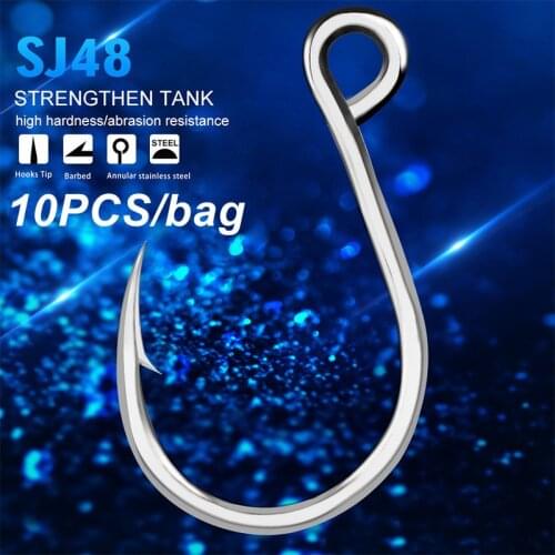 BATTLEBASS JIGGING HOOK 1/0#-11/0# Saltwater Single Fishing Hook Model Stainless Steel Fishhook Big Single Hook