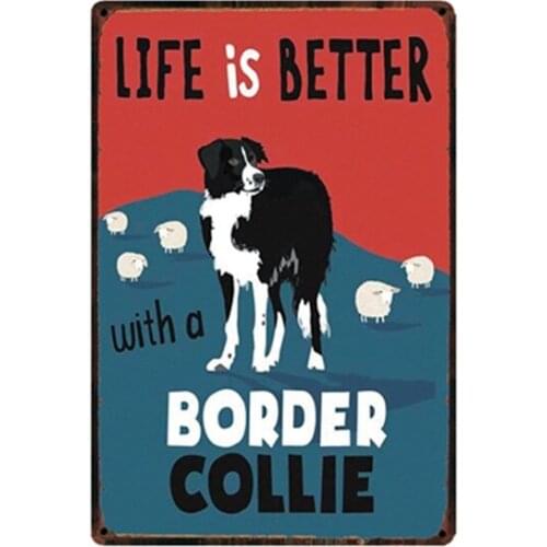 Border Collie Metal Sign Tin Poster Home Decor Bar Wall Art Painting 20*30 CM Size