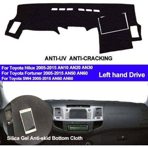 TAIJS Car Dashboard Cover Silicone Non-Slip For Toyota Hilux SW4 Fortuner 2005 - 2012 2013 2014 2015 Dash Mat Sun Shade ANti-UV