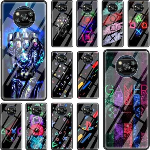 Case For Xiaomi Poco X3 NFC 6.67 inch Phone Cover Note 11 10 Lite 9T 10T Pro CC9E Glass Shell Bumper Hot game PlayStation ps5