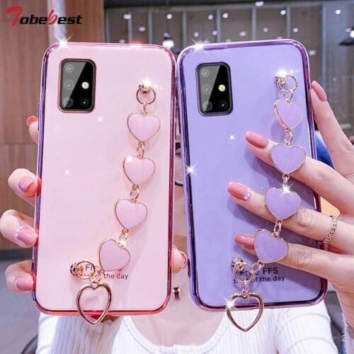 Fashion Love Bracelet Chain Plating Silicone Case for Samsung A51 A71 A11 A21 A21S A31 A41 A81 A91 4G 5G Coque Soft TPU Cover