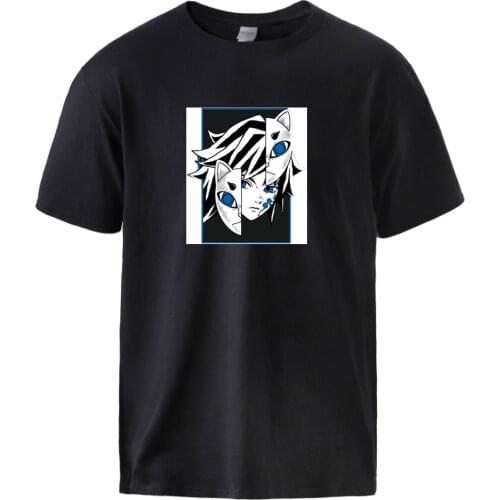 Giyu Tomioka Demon Slayers T shirts Man Harajuku Short Sleeve Summer T shirts Homme Crewneck Cotton Vintage Soft Casual T shirts