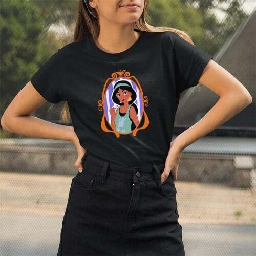 Jasmine Princess In The Mirror Oversized T Shirts Woman Casual Short Sleeve Tshirt New Fashion Kawaii Soft Harajuku Top