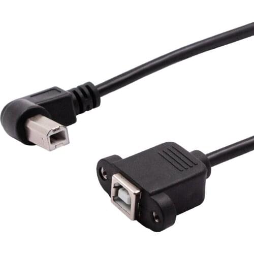 Right Angle USB 2.0 Type B Wire male to USB B female Printer Panel Mount Extension Sync Cable Cord 90-degree