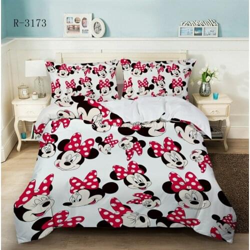 Disney Mickey Minnie Mouse Bedding set Queen King Quilt Duvet Cover Pillowcases for Kids Girls Boys Couple Bedroom Decor Gifts