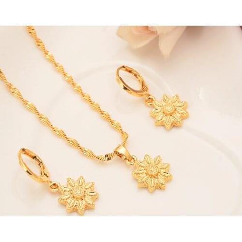 Bangrui african Dubai India Fashion Necklace Earring Set Women Party Gift Gold Color flower Necklace Earrings Jewelry Sets