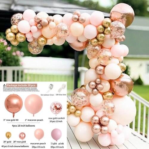 HOT 1 Set Rose Gold Balloon Garland Wedding Birthday Party Decors Pink Latex Balloon Arch Kit Set Baby Shower Christmas Supplies