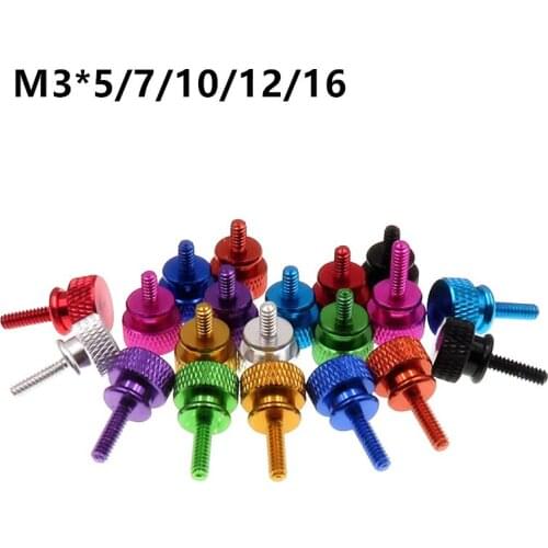 M3 Aluminum Step Thumb Screw Computer Case Screw Knurled Hand Screws Anodized Color