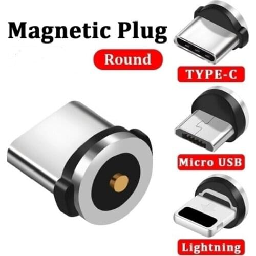 Round Magnetic Cable Plug Type C Micro USB C 8 Pin Plugs Fast Charging Adapter Phone Microusb Type-C Magnet Charger Plug