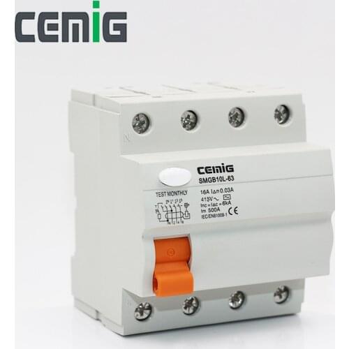 Cemig RCCB 16A-63A Miniature Leakage Circuit Breaker MCB Overload And Short-Circuit Protection SMGB10L-63 4P