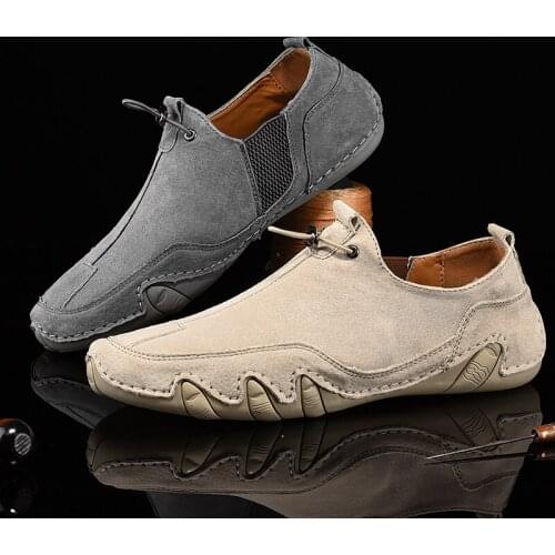 2021 Men Outdoor Sport Sneakers Male Walking Driving Footwear Office Business Dress Shoes New Cowhide Summer Mens Flat Loafers