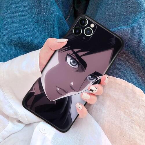 Eren Yeager Attack on Titan Anime Manga Soft TPU Glass Phone Case for IPhone SE 6s 7 8 Plus X Xr Xs 11 12 Mini Pro Max Samsung