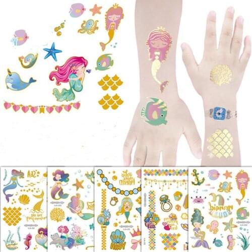 Mermaid Tattoo Set Child Temporary Tattoo Sticker Body Tatoo for Kids Cute Tattoo Children Tattoo Baby Gift Birthday Decoration