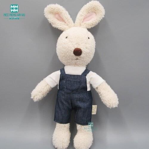 30cm doll clothes for 1/6 BJD Doll toy doll rabbit Cat Bear Plush White T-shirt + jeans
