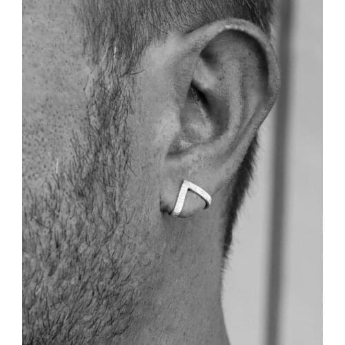 Pair-925 sterling silver V Shape stud earrings studs gift for menHammered Geometric triangular Studs Minimalist fine jewelry new