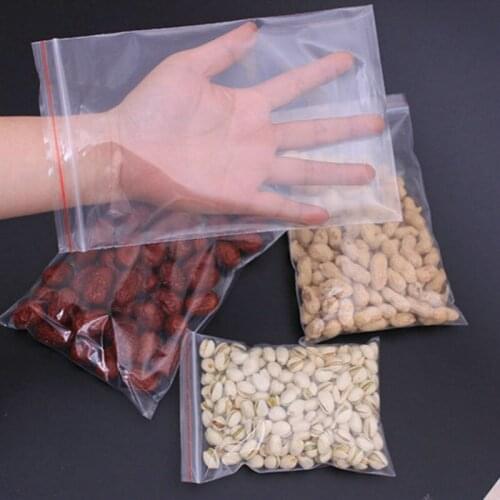 100pcs Zip lock plastic transparent bag food candy gift clothes packaging bags kitchen organizer storage pouch large packages