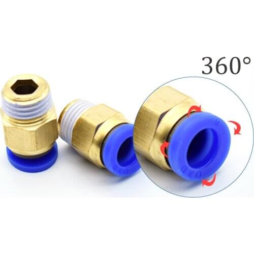 1Pcs Pneumatic connector 4 6 8 10 12mm Hose Tube 1/4"BSP 1/2" 1/8" 3/8" Male Thread Air Pipe Connector Quick Coupling Brass Fi