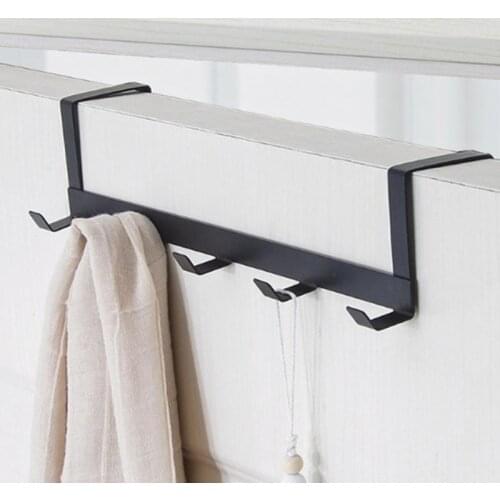Durable Door Hook Living Room Wall Hanger Hat Durable Kitchen 5 Hooks Bearing Black White Color Bearing Hook Rack Door Hanger