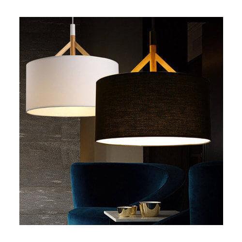 Simple Wood Cloth Art Droplight Modern LED Pendant Light Fixtures For Living Dining Room Handmade Hanging Lamp Indoor Lighting
