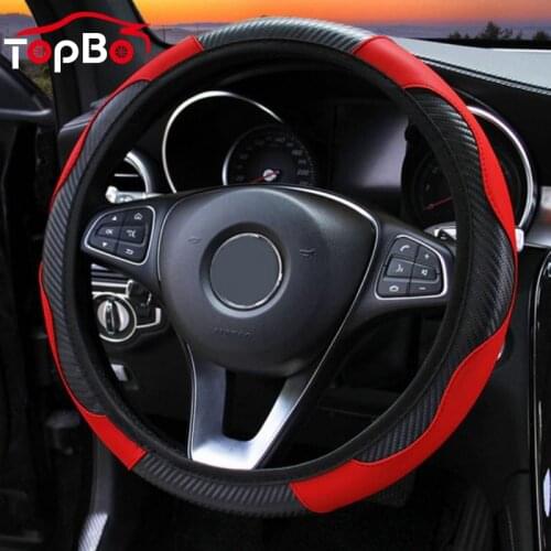 Anti Slip Car Steering Wheel Cover PU Leather Steering Covers Suitable 37-38cm Auto steering wheel Interior Accessories