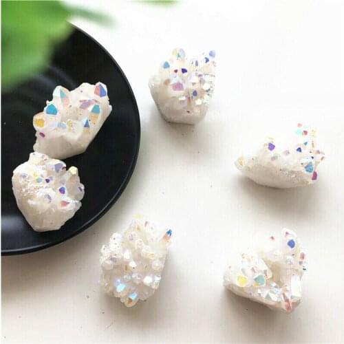 Dropshipping 1 Piece Beautiful color Titanium White Flame Aura Quartz Crystal Cluster Specimen Natural Quartz Crystals Clusters