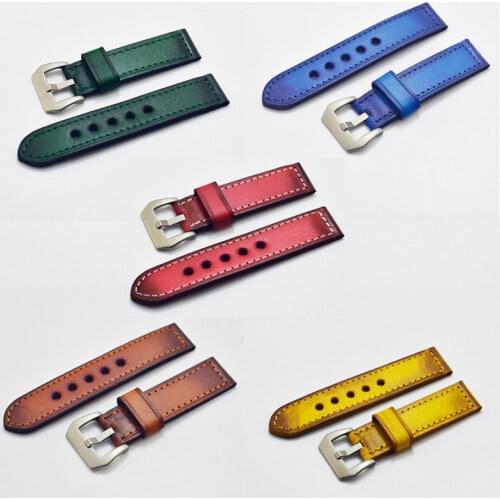 DiY Hand Made Vintage 20mm 22mm 24mmm Plain Genuine Cow Leather Strap
