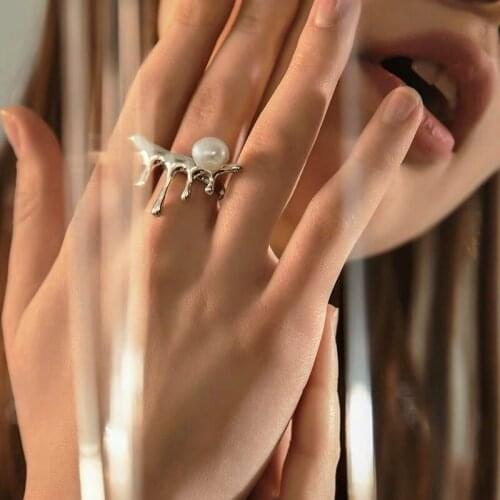 French Retro Niche Design Ring Fashion Metal Opening Adjustable Engagement Wedding Ring Female Geometric Party Jewelry