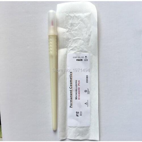 Cheapest 200pcs 12pin white disposable microblading pen 100pcs pink 9/12pin manual tattoo handpiece 1set shading ink mixer