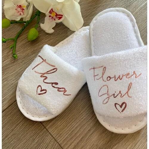 Custom Flower girl Slipper hen weekend Gift bride Wedding Slippers Personalise bridesmaid Open Toes slippers mother of the bride