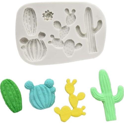 DIY 4 hole cactus shape silicone mold fondant chocolate cake decoration baking tool cookie clay mold