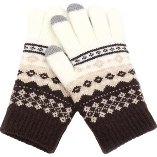 Stylish Bar Women Men Winter Cute Woolen Glove Adult Ladies Winter Warm Thermal Fleece Gloves Thicken Touch Screen Gloves