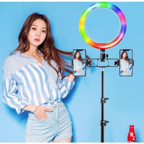 LED RGB Selfie Ring Light With Tripod Ringlight Photo Studio Fill Lamp For Makeup Live Stream Video Youtube VK Photography Light