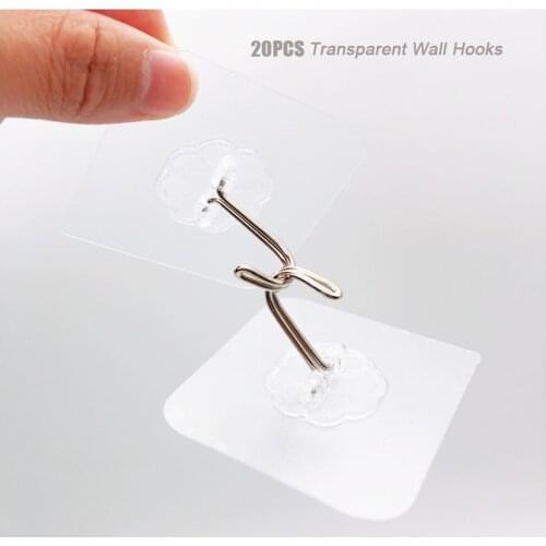 1/5/10Pcs Strong Transparent Wall Hooks Kitchen Storage Holder Bathroom Accessories Hanger Multi-Function