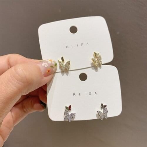 ​ZDMXJL 2021 New Hot Fashion Womens Earrings Fine Sweet Butterfly Zircon Earrings For Women Girl Party Gifts Jewelry Wholesale