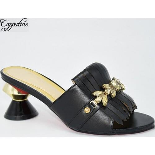 Fashion Black African Lady Strange Heel Shoes With Stones For Party 86-2 Heel Height 7.5CM, 5 Color