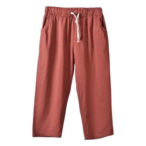 Women Summer Cotton linen cropped pants loose casual Short pants